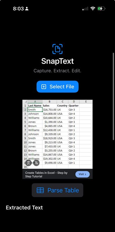 SnapText Output